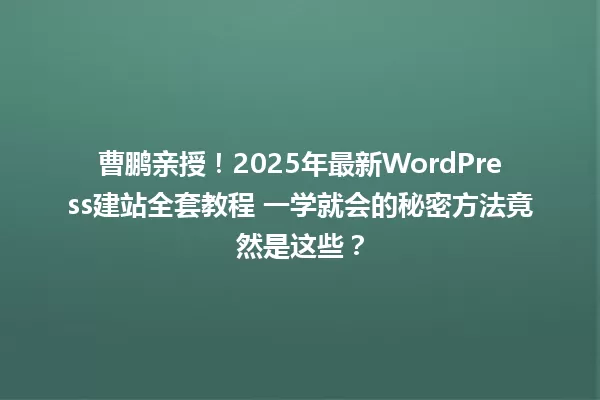 曹鹏亲授!2025年最新WordPress建站全套教程 一学就会的秘密方法竟然是这些? 一