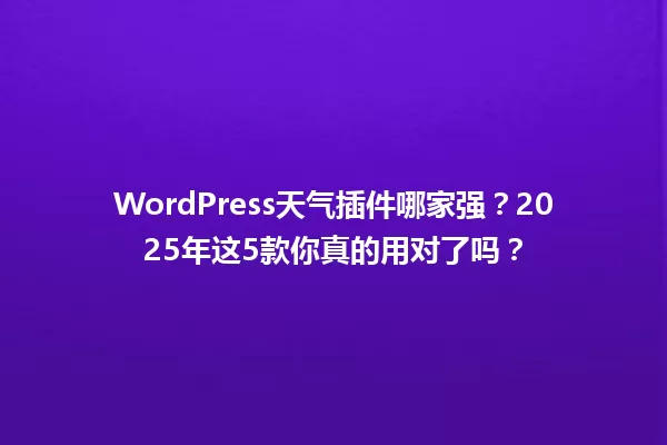 WordPress天气插件哪家强?2025年这5款你真的用对了吗? 一