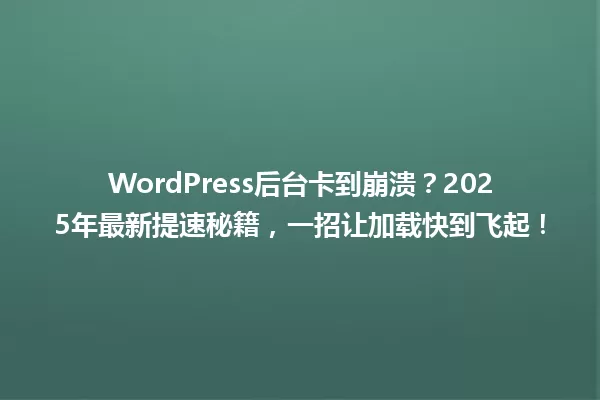 WordPress后台卡到崩溃?2025年最新提速秘籍,一招让加载快到飞起! 一