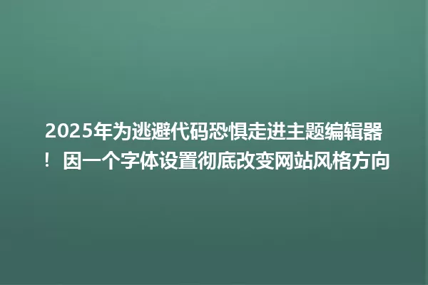 2025年为逃避代码恐惧走进主题编辑器! 因一个字体设置彻底改变网站风格方向 一