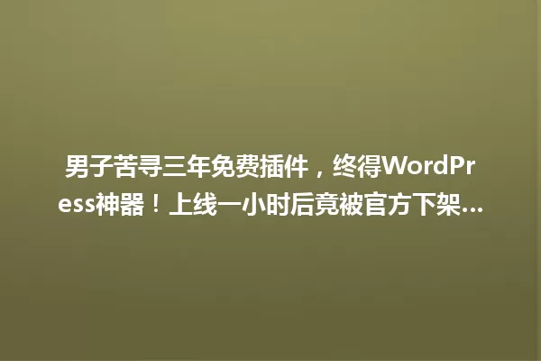 男子苦寻三年免费插件,终得WordPress神器!上线一小时后竟被官方下架… 一