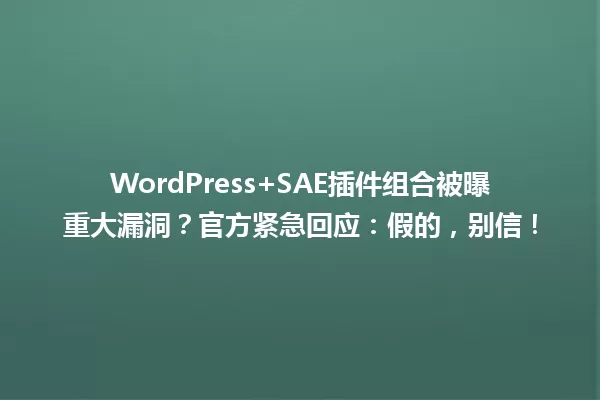 WordPress+SAE插件组合被曝重大漏洞?官方紧急回应:假的,别信! 一