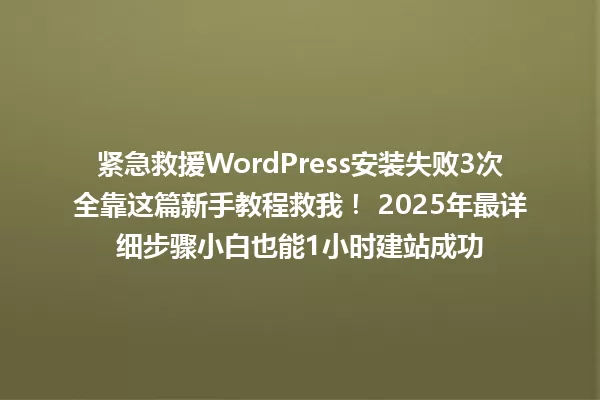 紧急救援WordPress安装失败3次全靠这篇新手教程救我! 2025年最详细步骤小白也能1小时建站成功 一