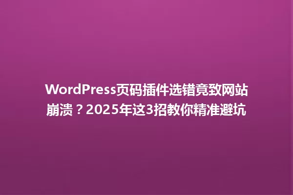 WordPress页码插件选错竟致网站崩溃？2025年这3招教你精准避坑 一