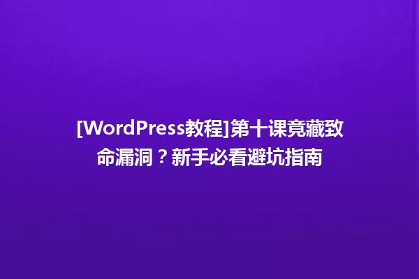 [WordPress教程]第十课竟藏致命漏洞？新手必看避坑指南 一