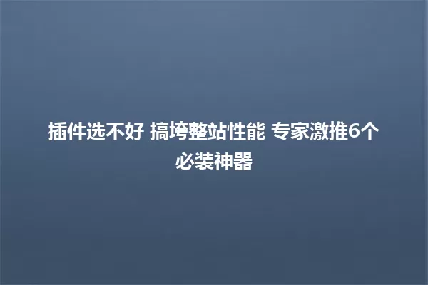 插件选不好 搞垮整站性能 专家激推6个必装神器 一