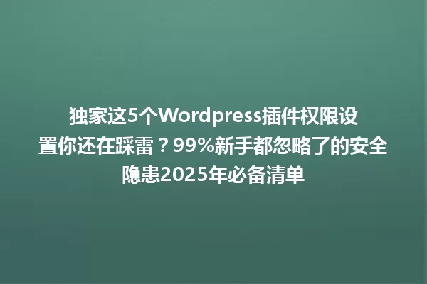 独家这5个Wordpress插件权限设置你还在踩雷？99%新手都忽略了的安全隐患2025年必备清单 一