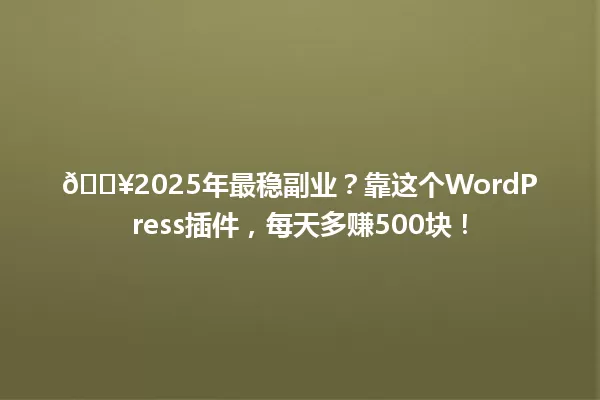 🔥2025年最稳副业?靠这个WordPress插件,每天多赚500块! 一