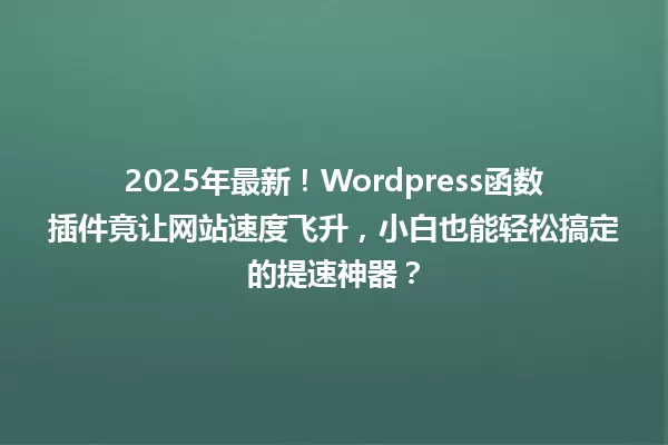 2025年最新!Wordpress函数插件竟让网站速度飞升,小白也能轻松搞定的提速神器? 一
