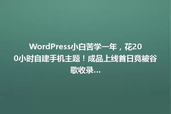 WordPress小白苦学一年,花200小时自建手机主题!成品上线首日竟被谷歌收录… 一