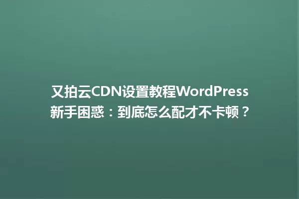又拍云CDN设置教程WordPress新手困惑：到底怎么配才不卡顿？ 一
