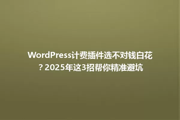 WordPress计费插件选不对钱白花?2025年这3招帮你精准避坑 一