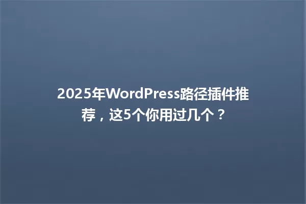 2025年WordPress路径插件推荐，这5个你用过几个？ 一