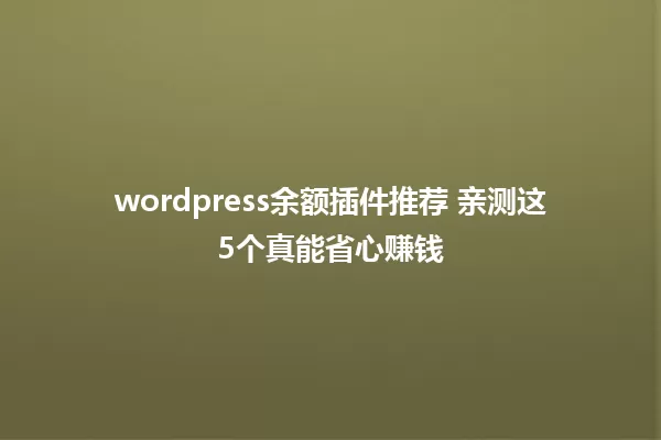 wordpress余额插件推荐 亲测这5个真能省心赚钱 一