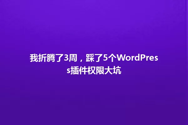 我折腾了3周,踩了5个WordPress插件权限大坑 一