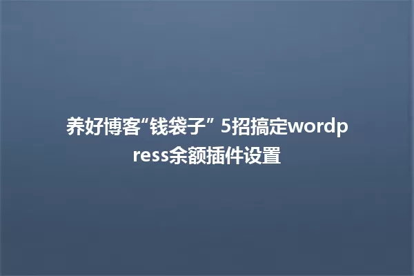 养好博客“钱袋子” 5招搞定wordpress余额插件设置 一