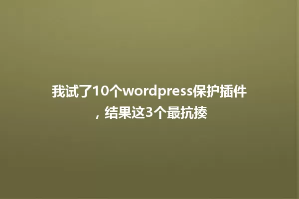 我试了10个wordpress保护插件，结果这3个最抗揍 一