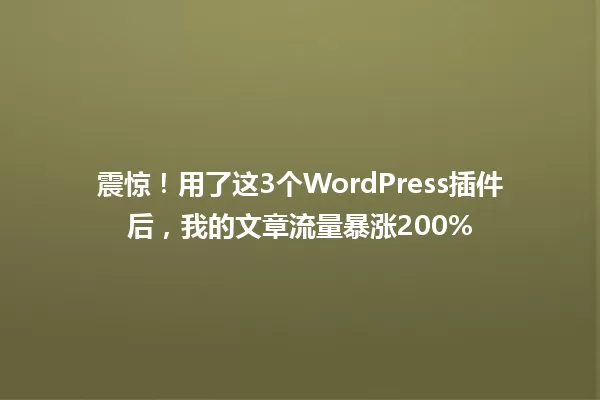 震惊！用了这3个WordPress插件后，我的文章流量暴涨200% 一