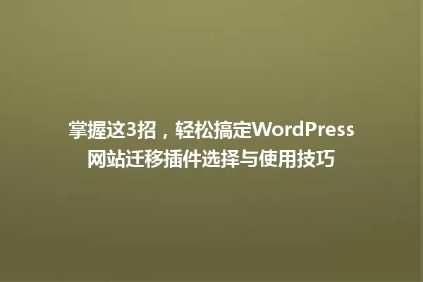 掌握这3招，轻松搞定WordPress网站迁移插件选择与使用技巧 一