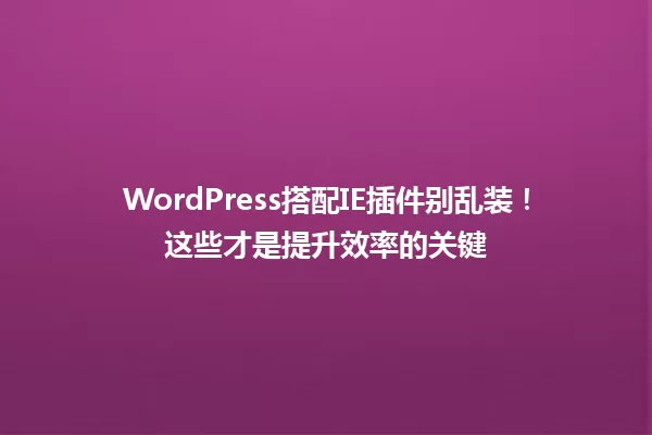 WordPress搭配IE插件别乱装！这些才是提升效率的关键 一