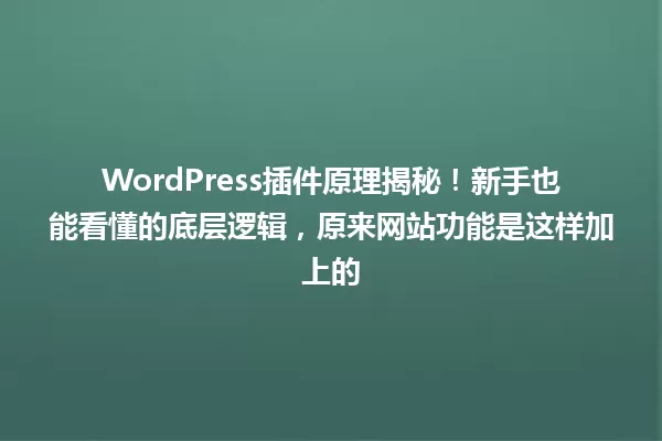 WordPress插件原理揭秘！新手也能看懂的底层逻辑，原来网站功能是这样加上的 一