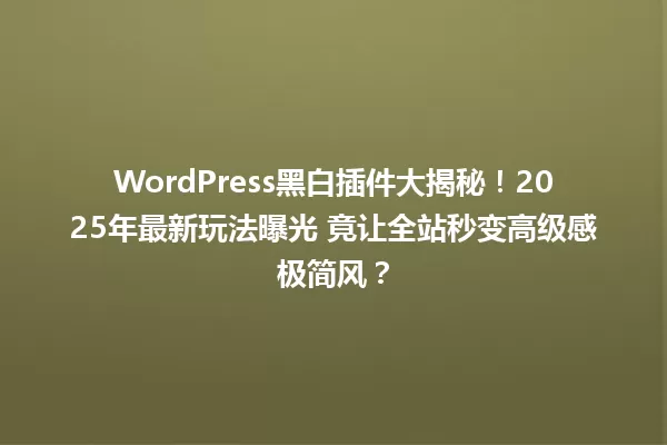 WordPress黑白插件大揭秘！2025年最新玩法曝光 竟让全站秒变高级感极简风？ 一