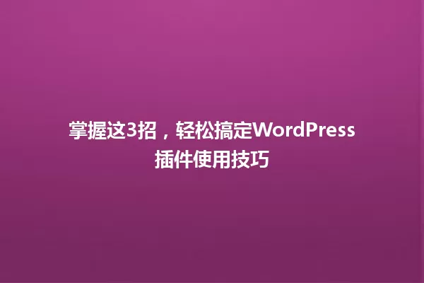 掌握这3招，轻松搞定WordPress插件使用技巧 一