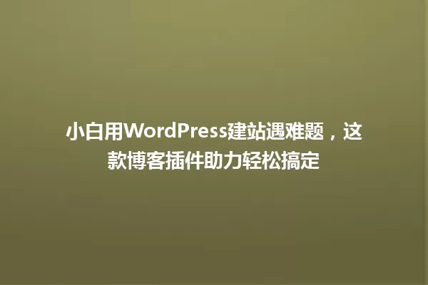 小白用WordPress建站遇难题，这款博客插件助力轻松搞定 一
