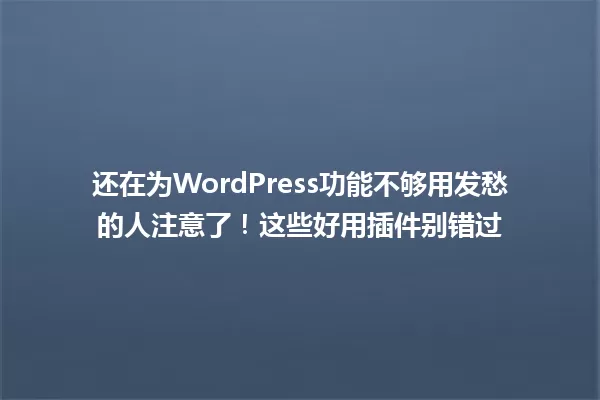还在为WordPress功能不够用发愁的人注意了!这些好用插件别错过 一