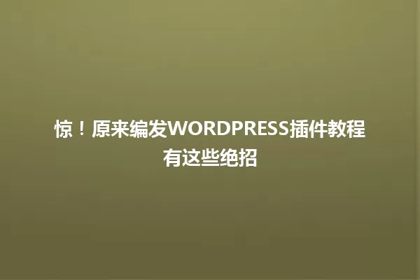 惊！原来编发WORDPRESS插件教程有这些绝招 一