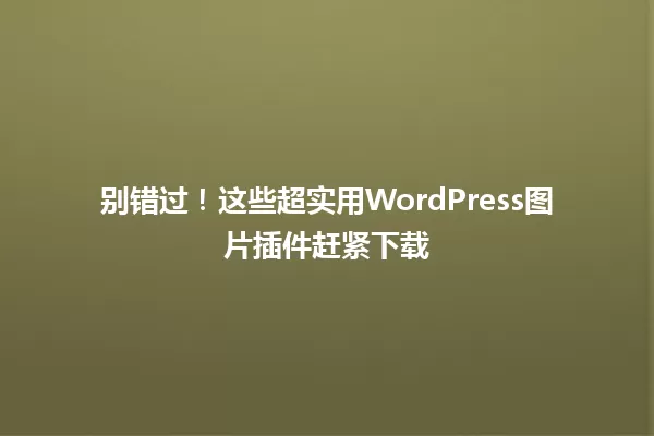 别错过!这些超实用WordPress图片插件赶紧下载 一