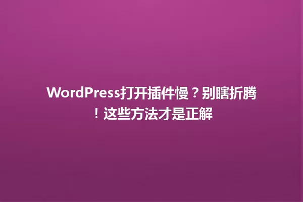 WordPress打开插件慢?别瞎折腾!这些方法才是正解 一