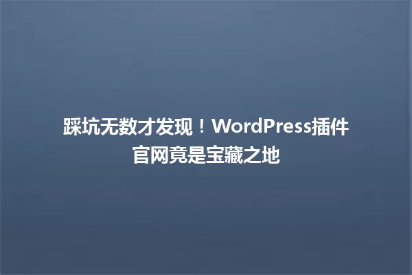 踩坑无数才发现！WordPress插件官网竟是宝藏之地 一