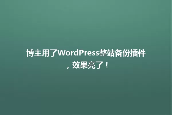 博主用了WordPress整站备份插件，效果亮了！ 一