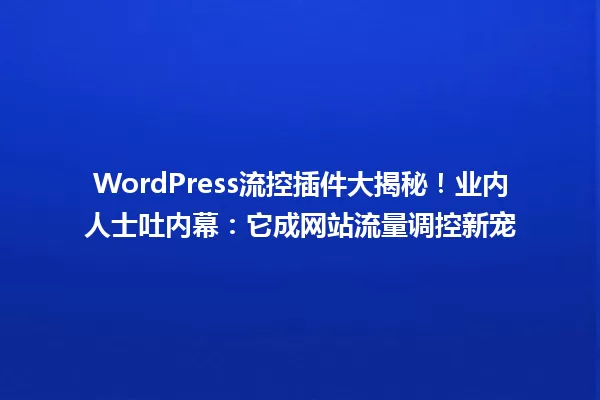 WordPress流控插件大揭秘!业内人士吐内幕:它成网站流量调控新宠 一