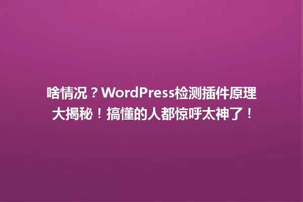 啥情况？WordPress检测插件原理大揭秘！搞懂的人都惊呼太神了！  一