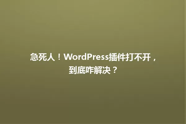 急死人！WordPress插件打不开，到底咋解决？  一
