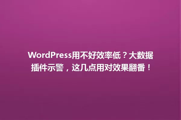 WordPress用不好效率低？大数据插件示警，这几点用对效果翻番！  一
