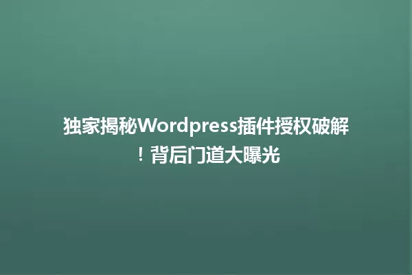 独家揭秘Wordpress插件授权破解！背后门道大曝光 一