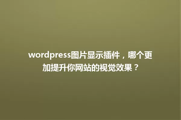 wordpress图片显示插件,哪个更加提升你网站的视觉效果? 一