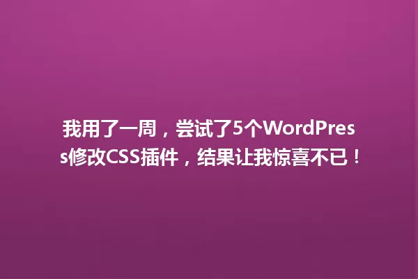 我用了一周,尝试了5个WordPress修改CSS插件,结果让我惊喜不已! 一