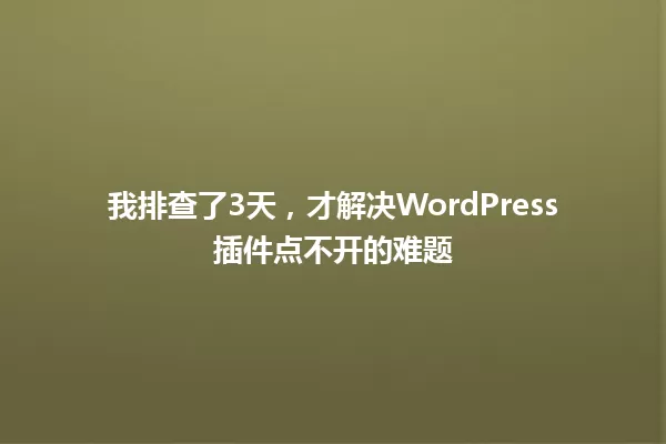 我排查了3天，才解决WordPress插件点不开的难题 一
