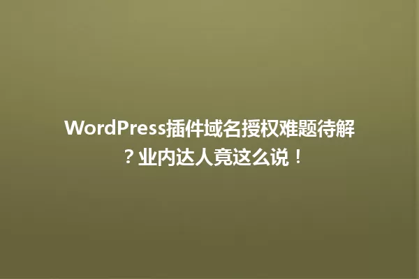 WordPress插件域名授权难题待解？业内达人竟这么说！  一