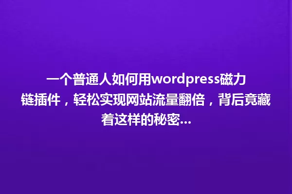 一个普通人如何用wordpress磁力链插件,轻松实现网站流量翻倍,背后竟藏着这样的秘密... 一