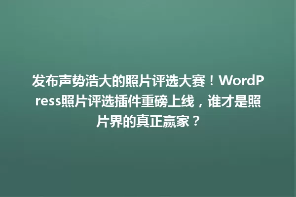 发布声势浩大的照片评选大赛!WordPress照片评选插件重磅上线,谁才是照片界的真正赢家? 一