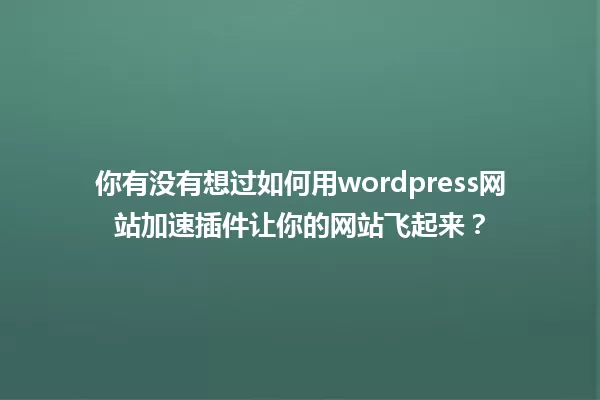 你有没有想过如何用wordpress网站加速插件让你的网站飞起来？ 一