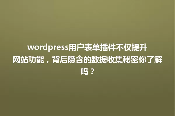 wordpress用户表单插件不仅提升网站功能,背后隐含的数据收集秘密你了解吗? 一