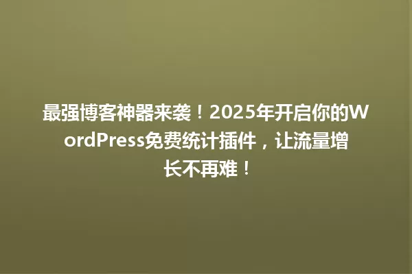 最强博客神器来袭！2025年开启你的WordPress免费统计插件，让流量增长不再难！ 一