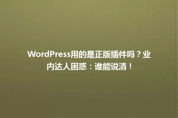 WordPress用的是正版插件吗？业内达人困惑：谁能说清！  一