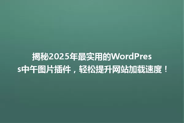 揭秘2025年最实用的WordPress中午图片插件，轻松提升网站加载速度！ 一